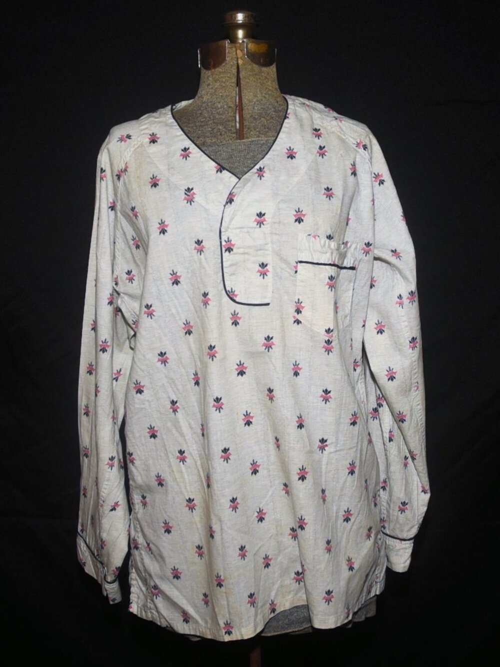 VTG 50's Men's Wings Dynaflex Comfort Pajama PJ Shirt Size M/L Gray Crown Print
